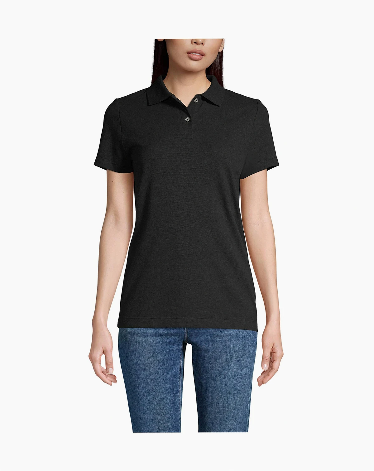 Women's Short Sleeve Basic Mesh Polo Shirt