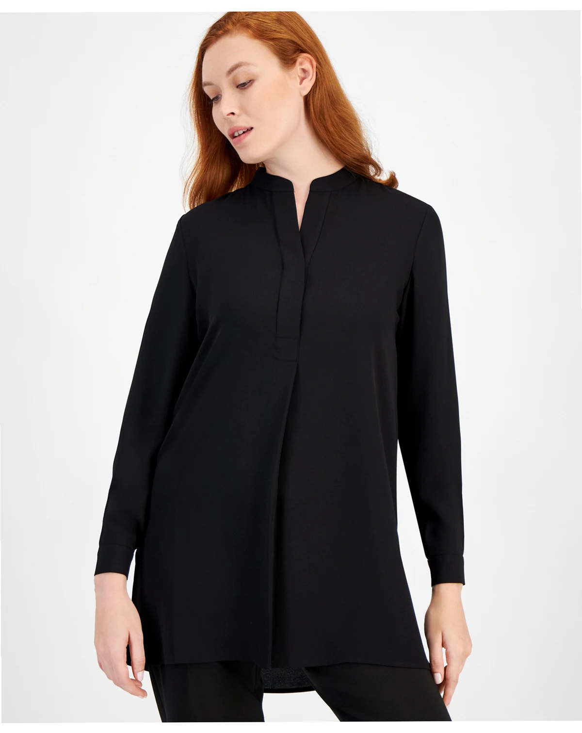 Women's Split-Neck Long-Sleeve Nehru Tunic