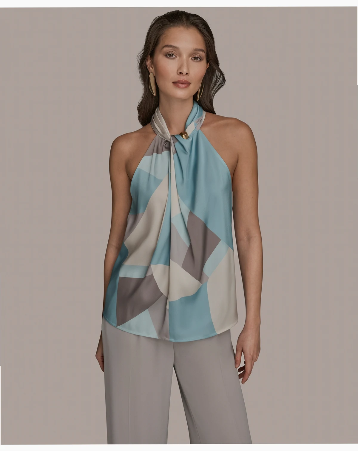 Women's Printed Twist Halter Neck Top