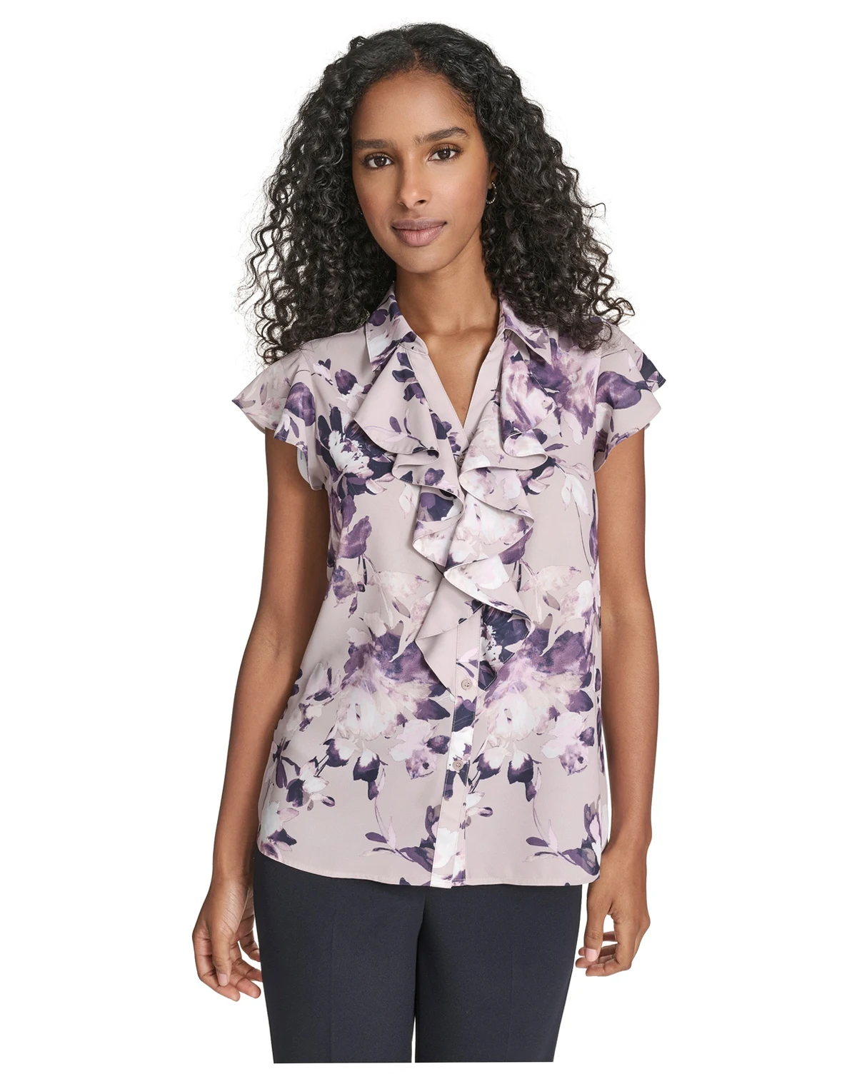 Women's Printed Ruffle Detail Top