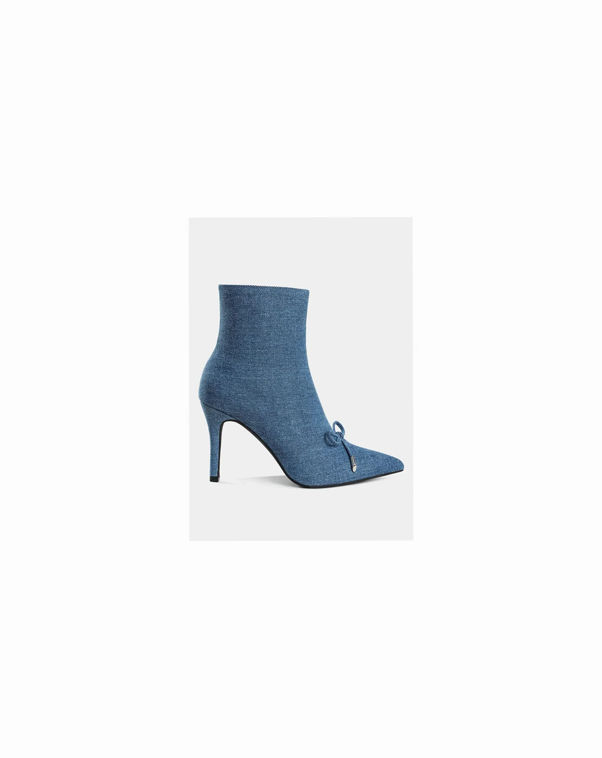 Womens Flapper Bow Detail Denim Ankle Boots