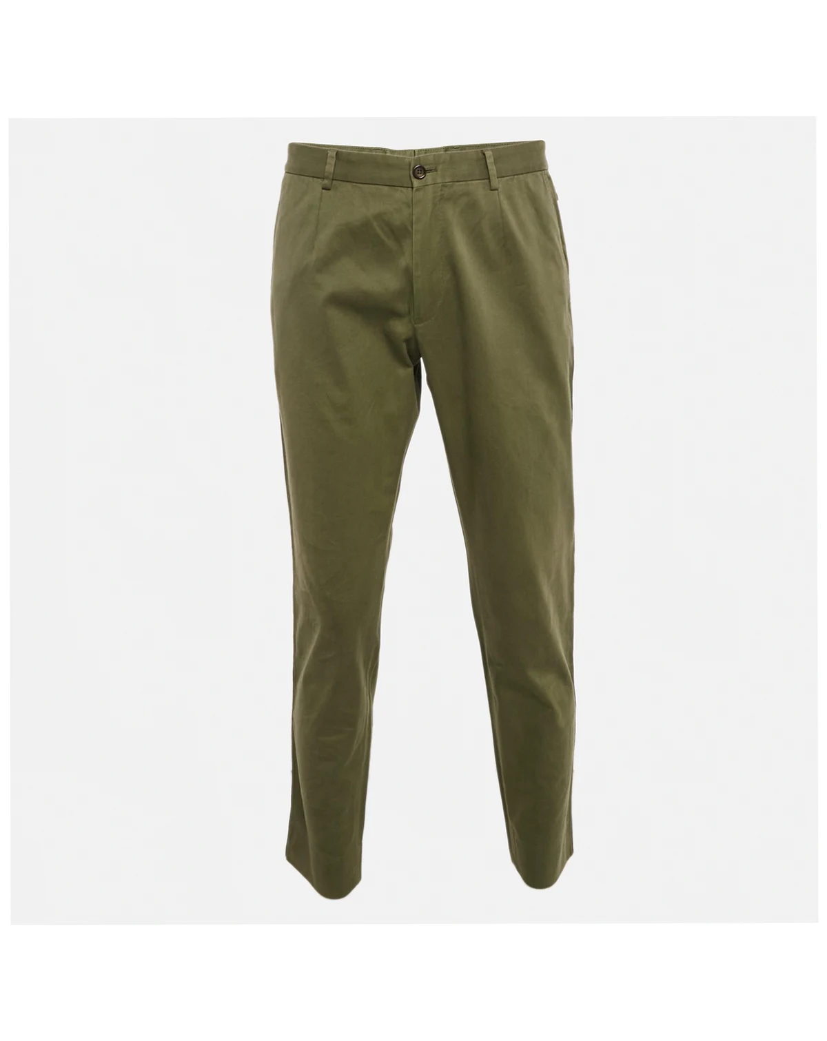 Men's Green Gabardine Logo Embossed Trim Detail Pants