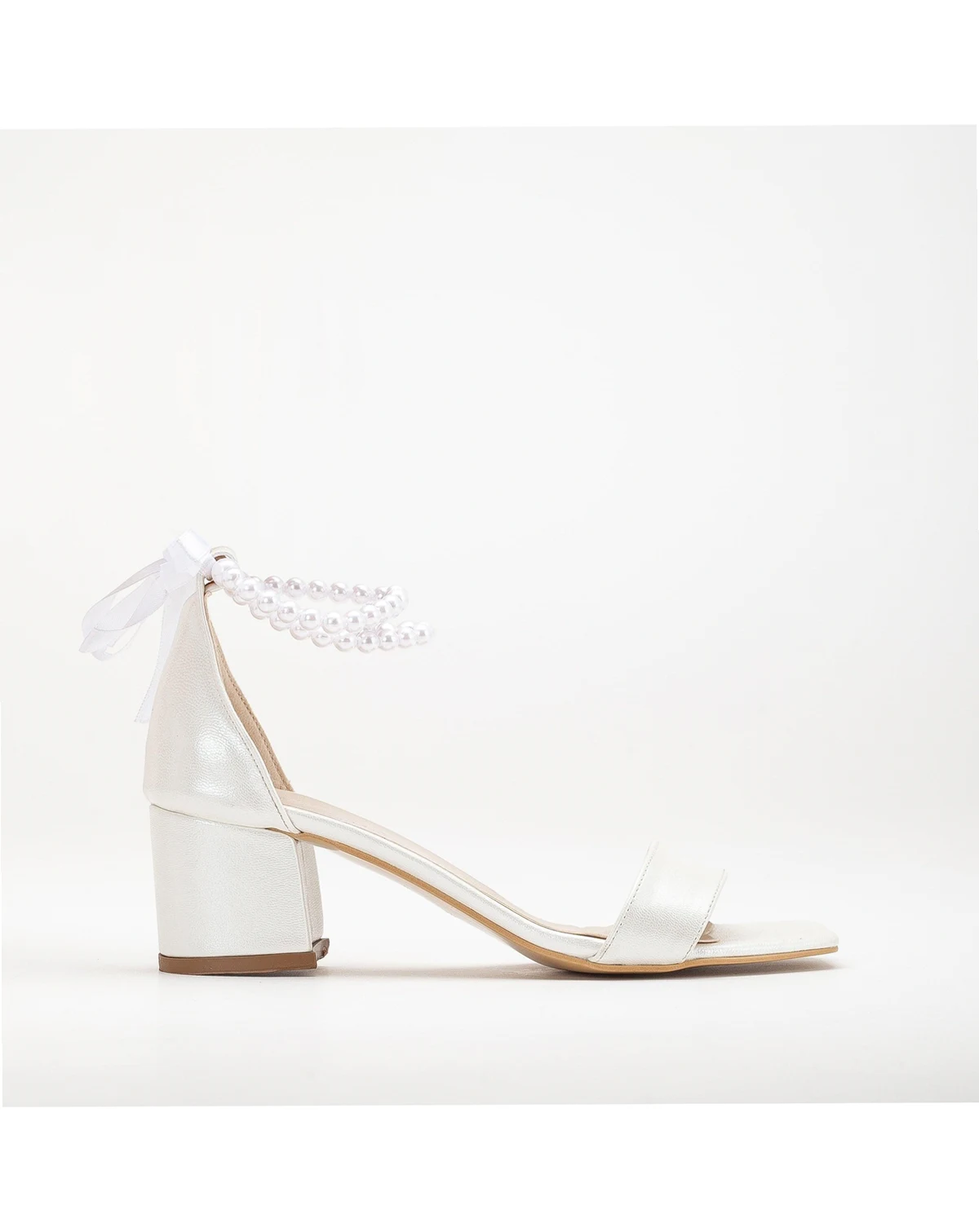 Illy Low Block Heel Sandals with Pearls