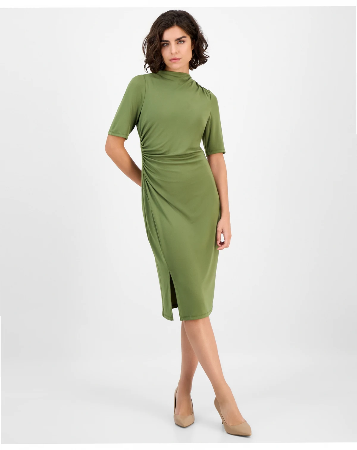 Women's Cowl-Neck Side-Ruched Dress