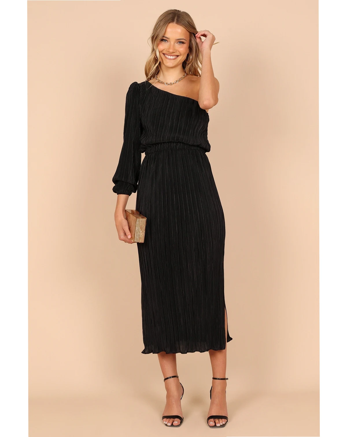 Women's Pontee One Shoulder Pleated Midi Dress