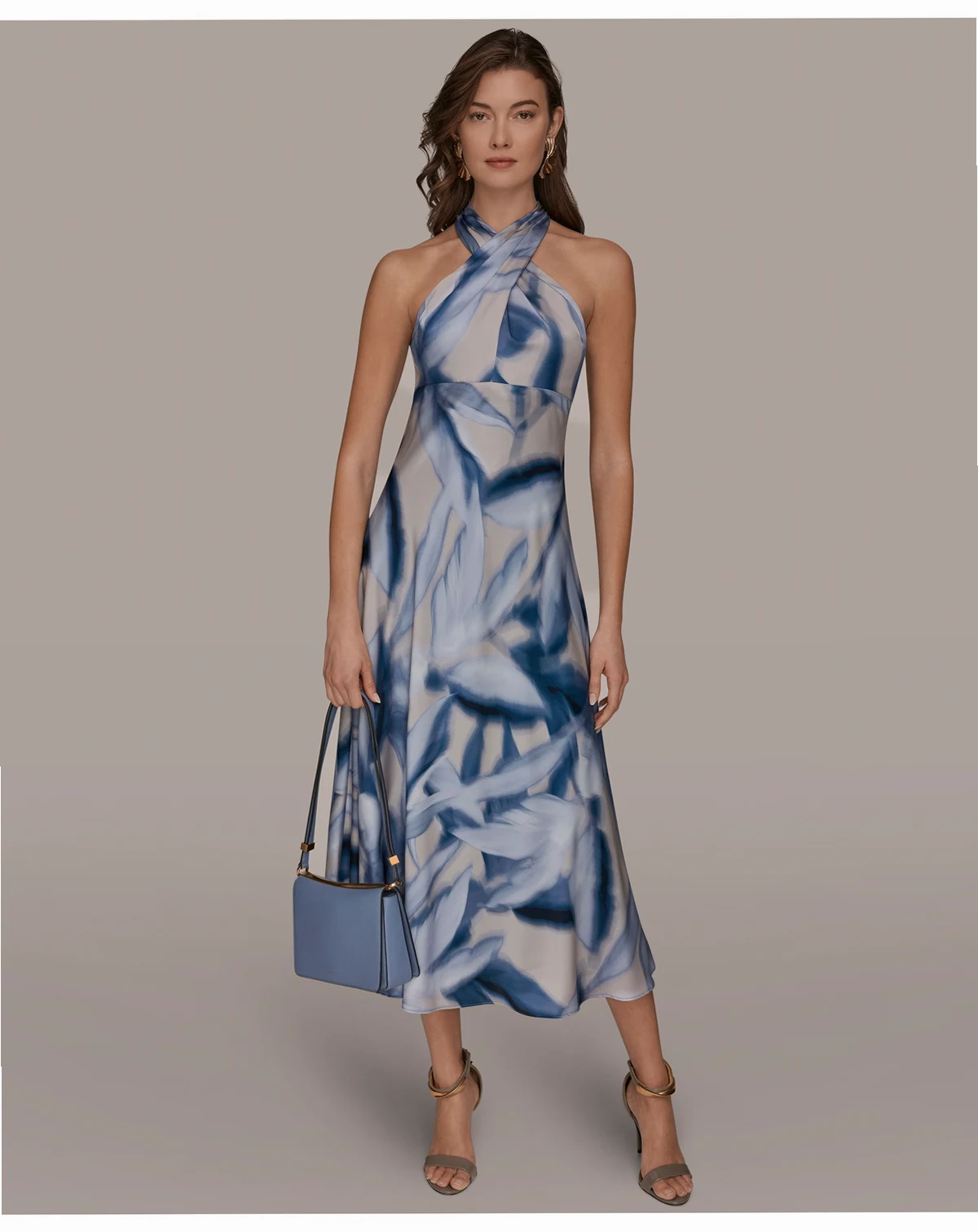 Women's Halter Neck A-Line Midi Dress