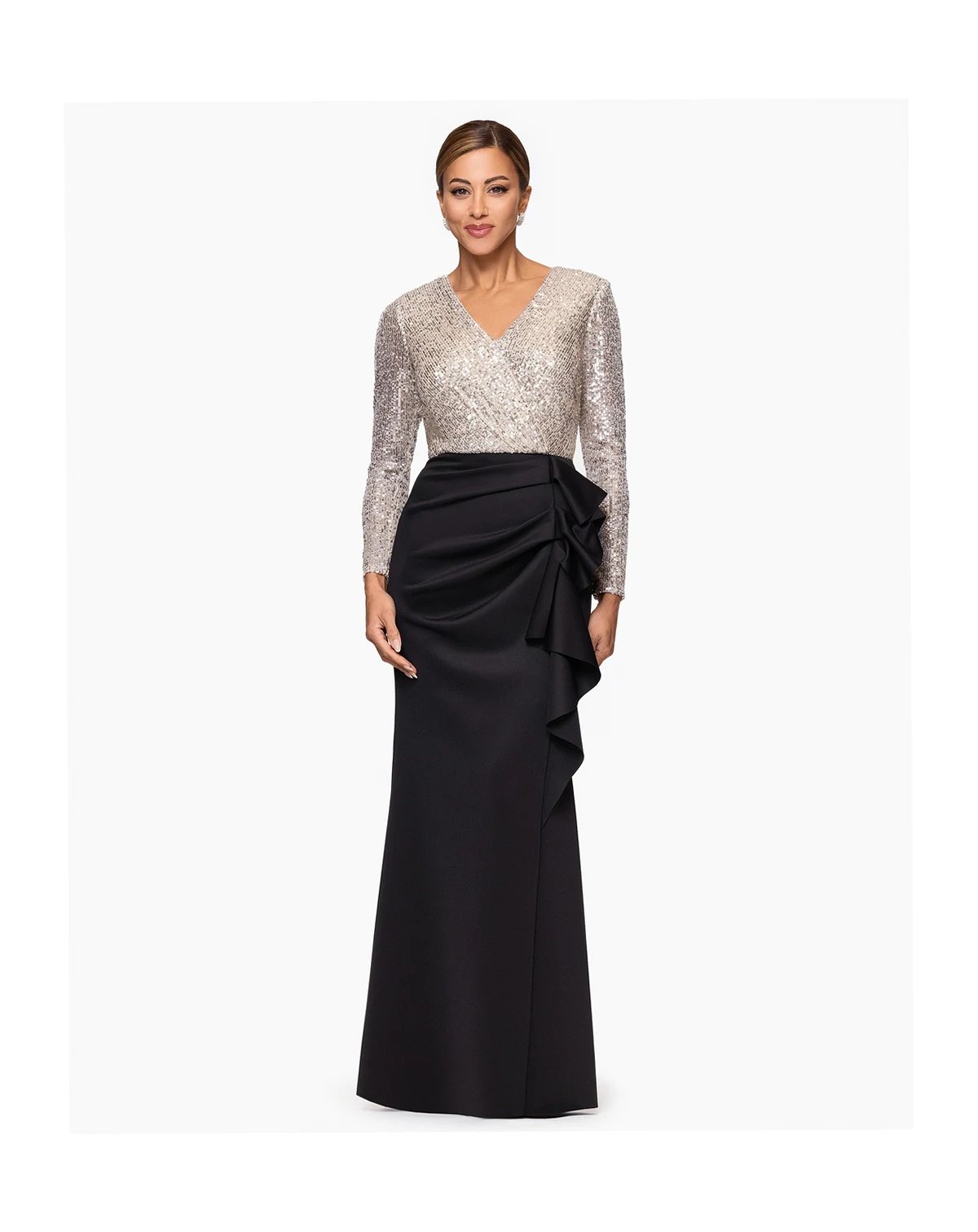 Women's V-Neck Sequin Long Dress