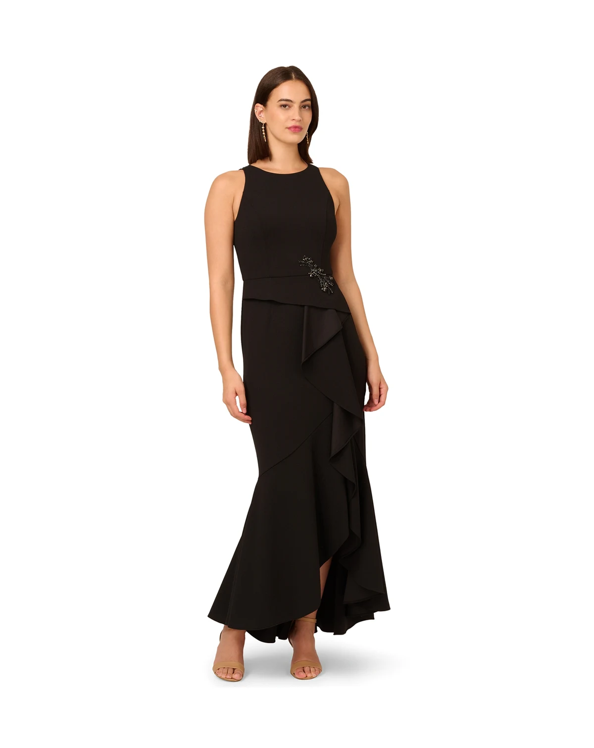 Women's Cascading-Ruffle Crepe Gown