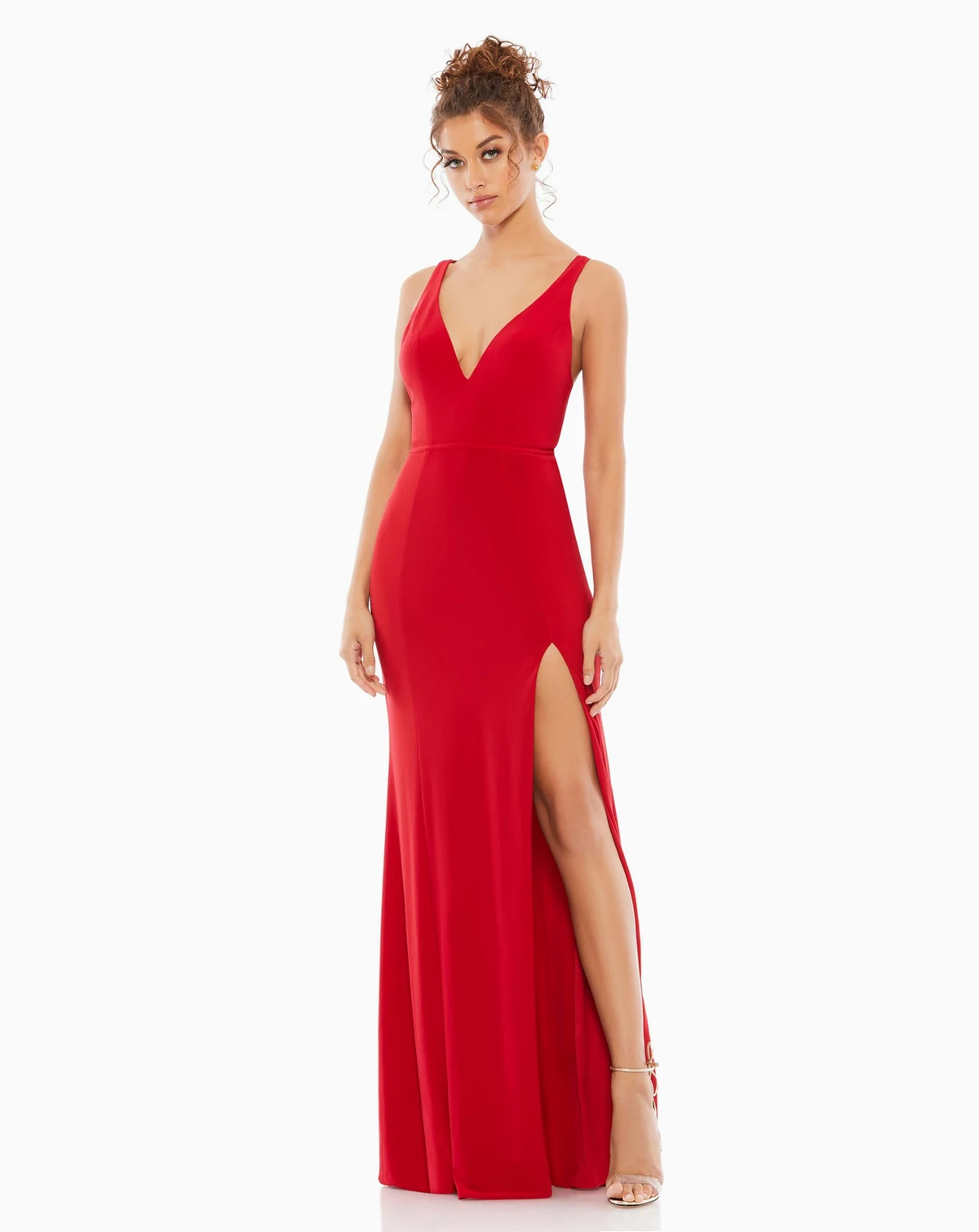 Women's Ieena Plunge Neck High Slit Gown