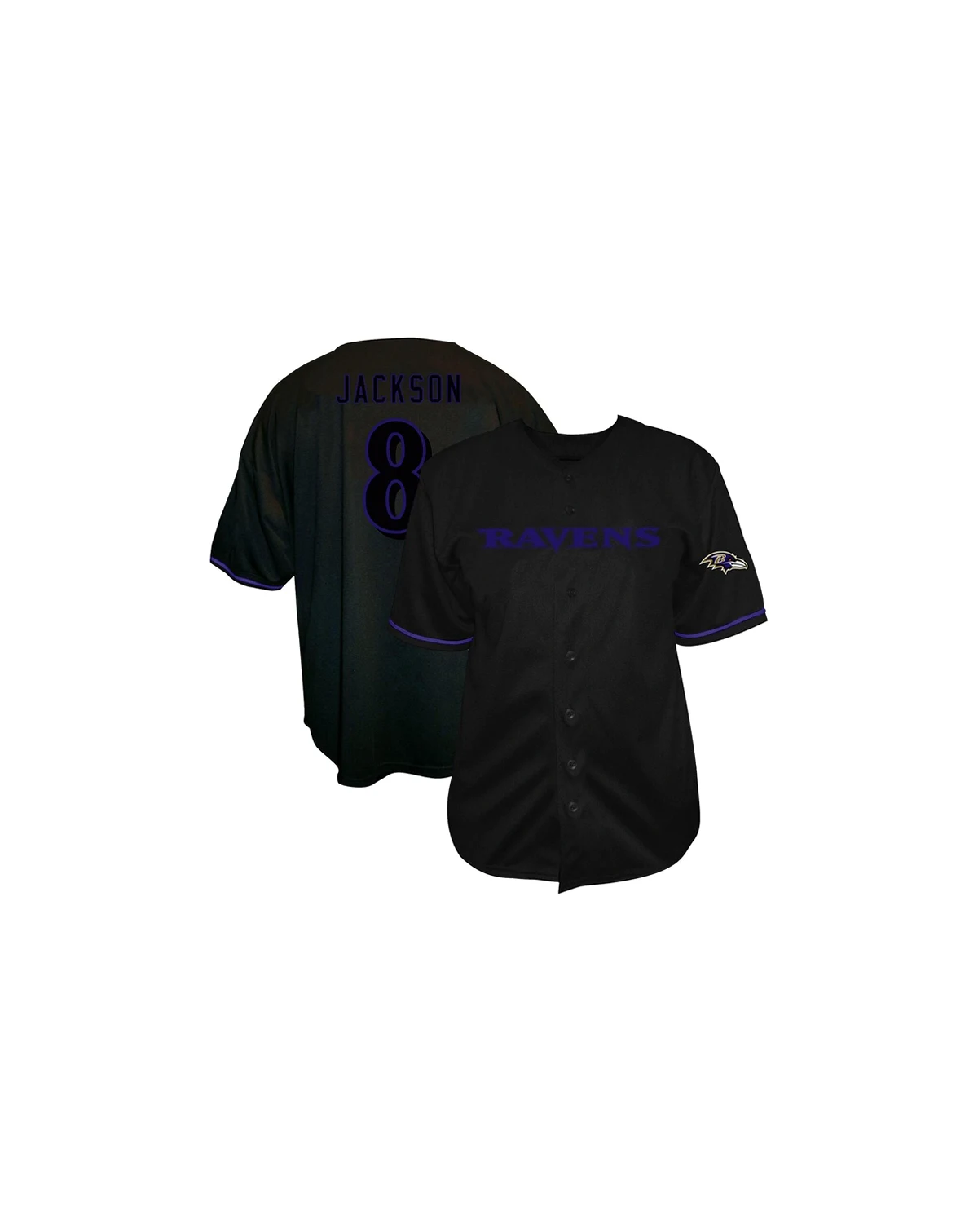 Men's Lamar Jackson Black Baltimore Ravens Big Tall Baseball Button-Up Shirt