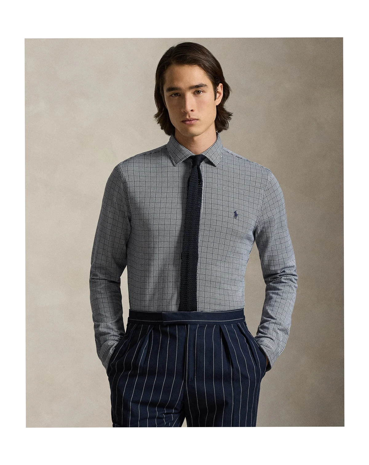 Men's Glen Plaid Spread Collar Shirt