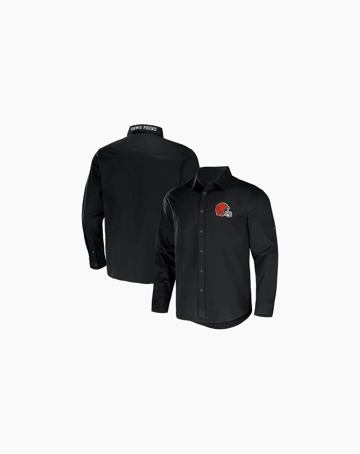 Men's NFL x Darius Rucker Collection by Black Cleveland Browns Convertible Twill Long Sleeve Button-Up Shirt