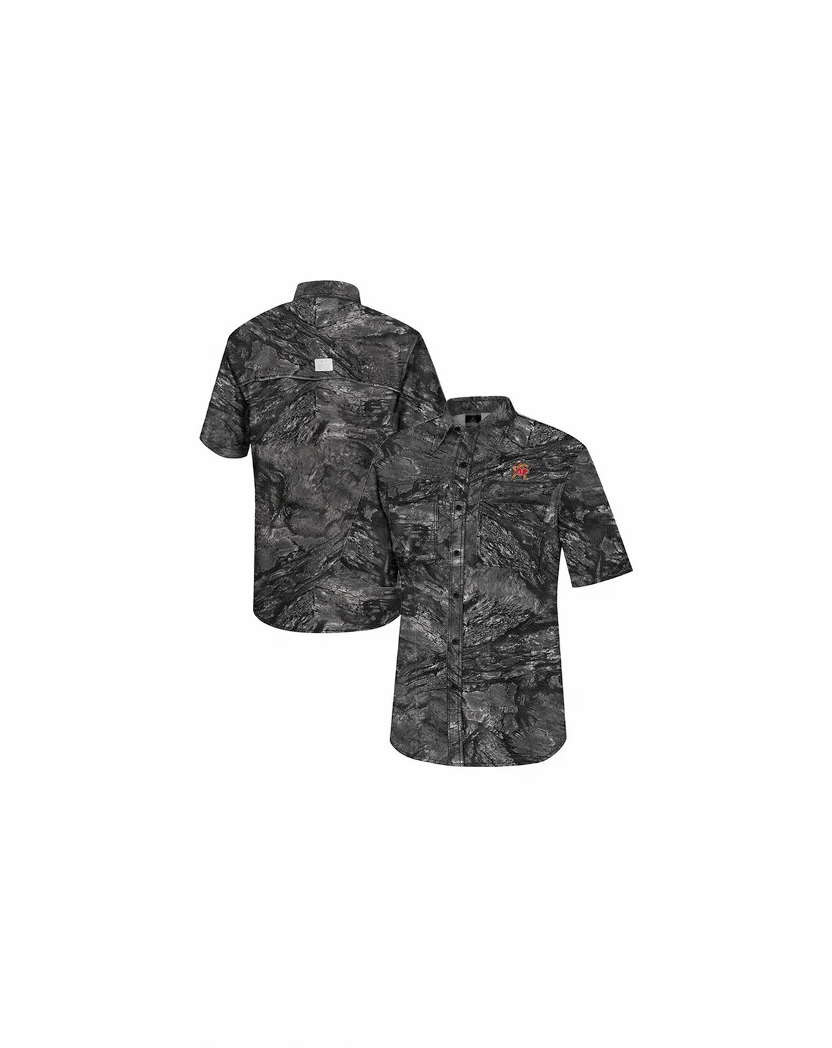 Men's Charcoal Maryland Terrapins Realtree Aspect Charter Full-Button Fishing Shirt