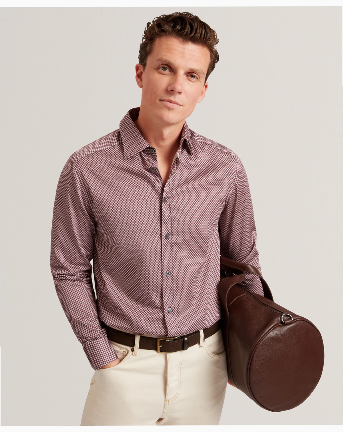 Men's Jozef Slim Mini Geometric Print Long Sleeve Shirt