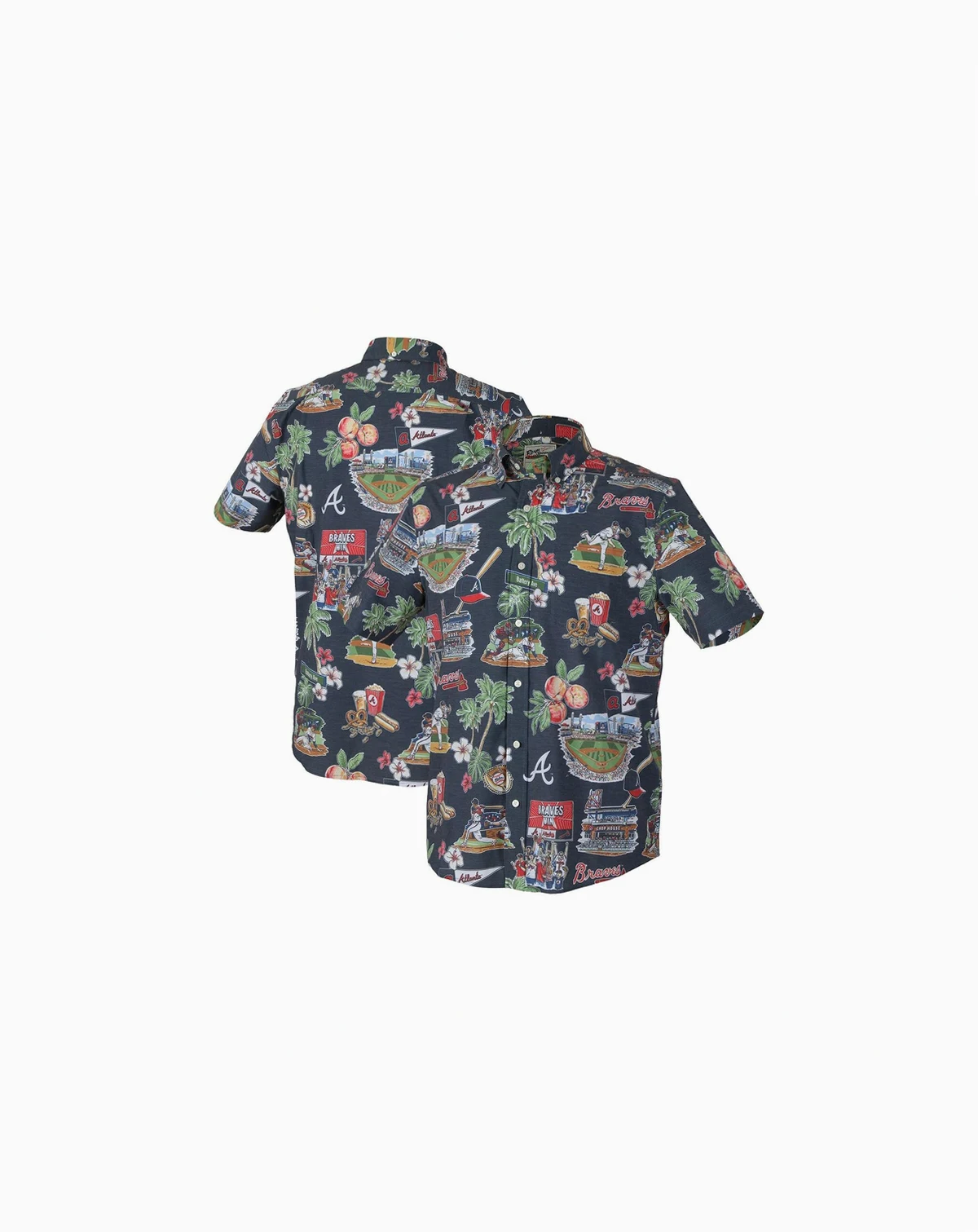Men's Navy Atlanta Braves Scenic Tri-Blend Performance Button-Up Top