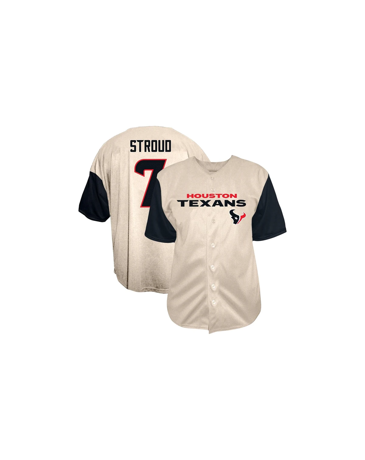 Men's C.J. Stroud Cream Houston Texans Big Tall Baseball Button-Up Shirt