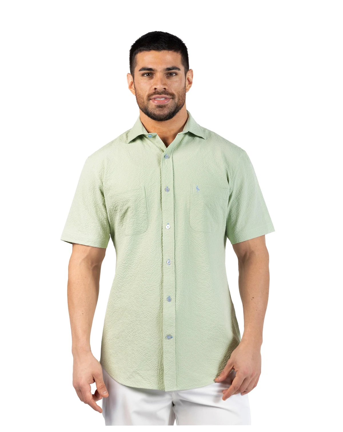 Men's Solid Seersucker Short Sleeve Shirt