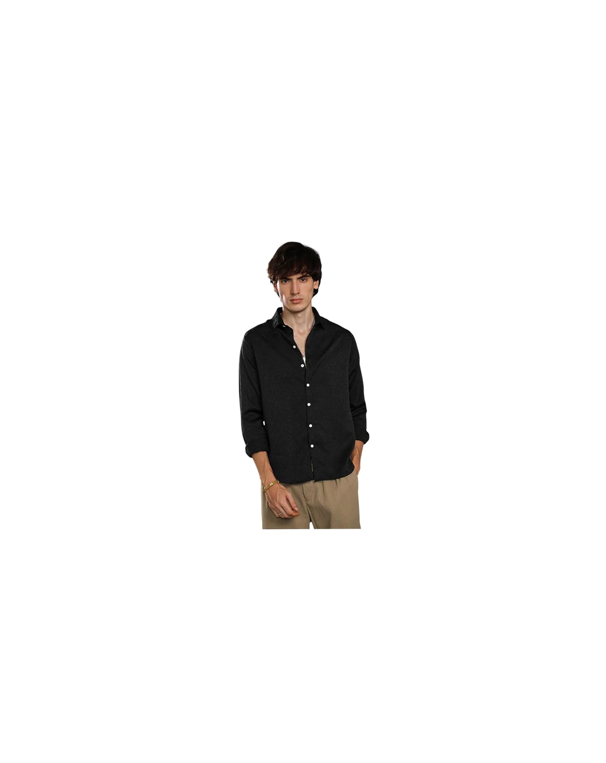 Men's Onyx Black Abstract-Textured Shirt