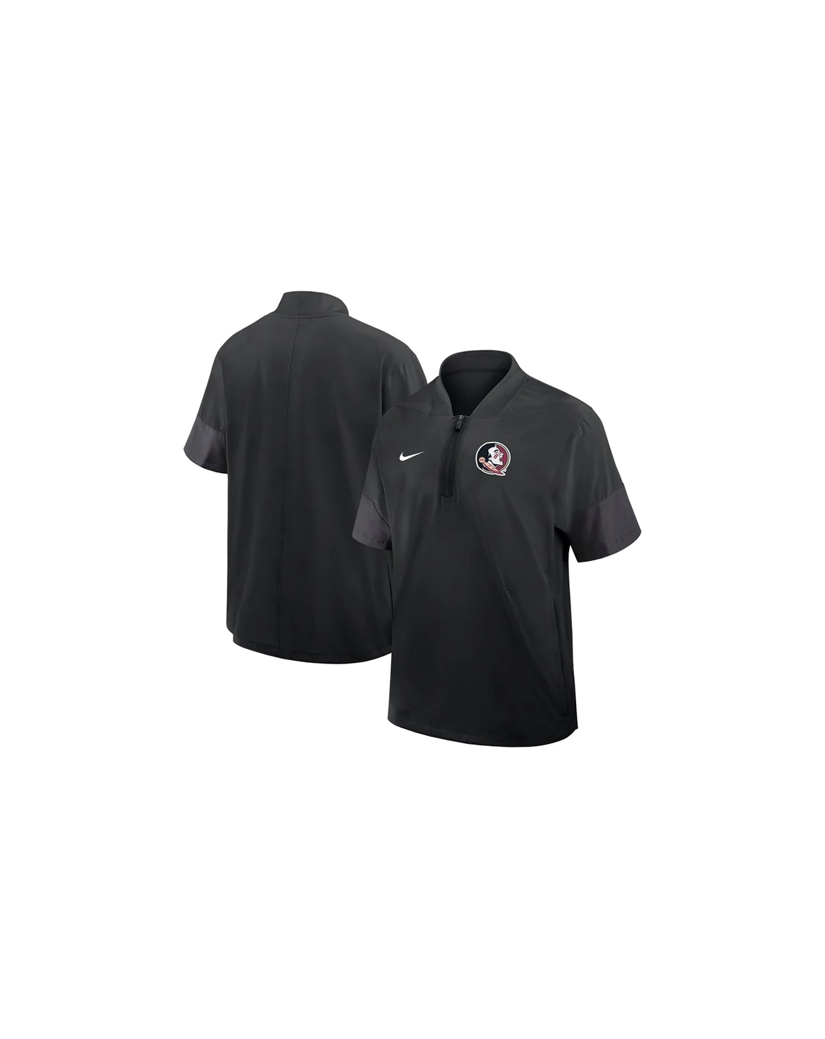 Men's Black Florida State Seminoles 2025 Sideline Short Sleeve Quarter-Zip Coach Jacket