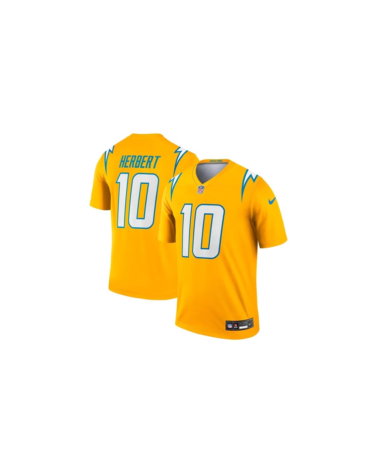 Men's Justin Herbert Gold Los Angeles Chargers Alternate Charger Power Legend Player Performance Top