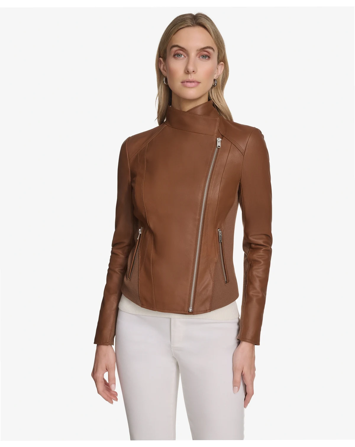 Women's Felix Asymmetrical Moto Jacket With Wing Collar