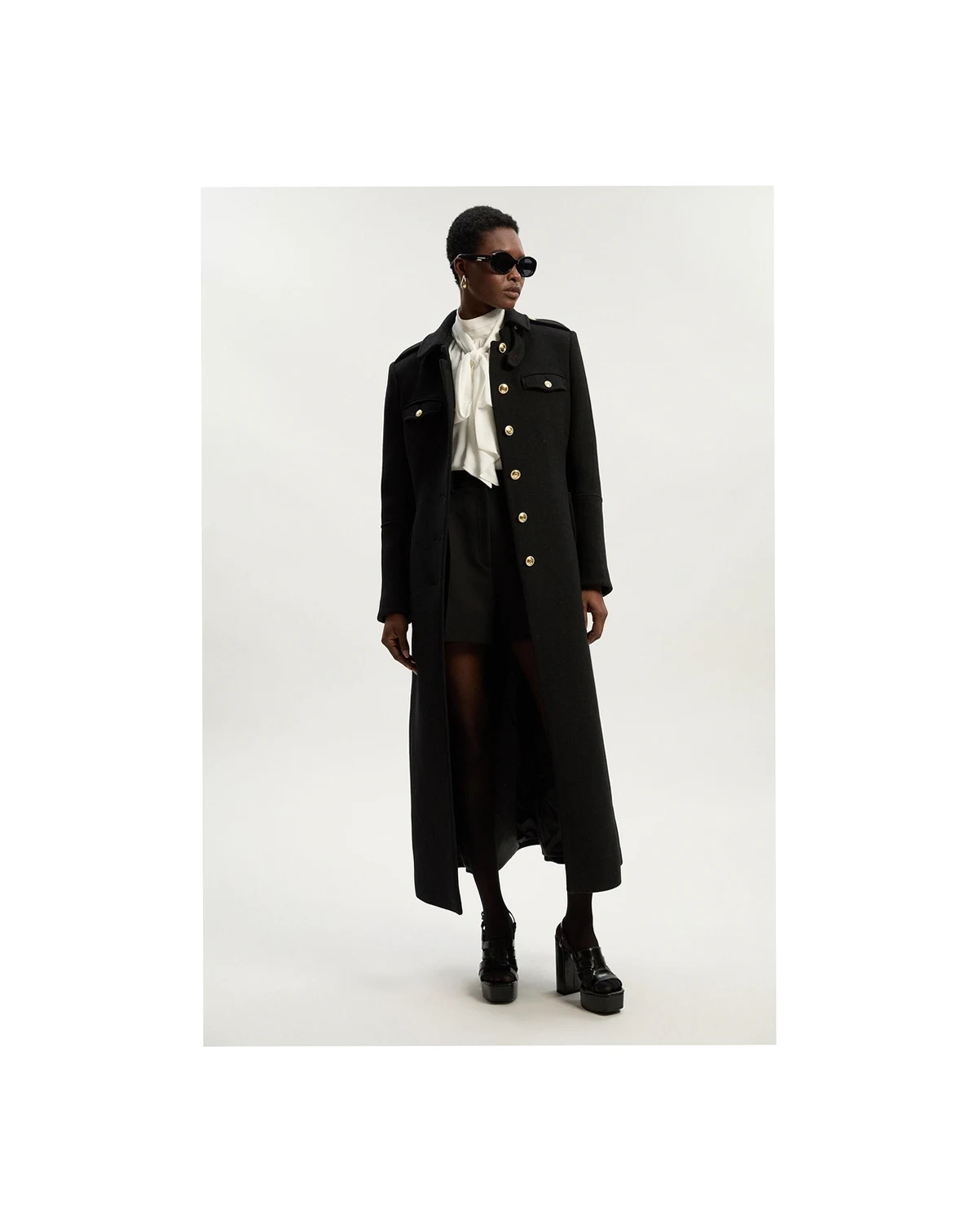 Women's Wool Military Tailored Maxi Coat