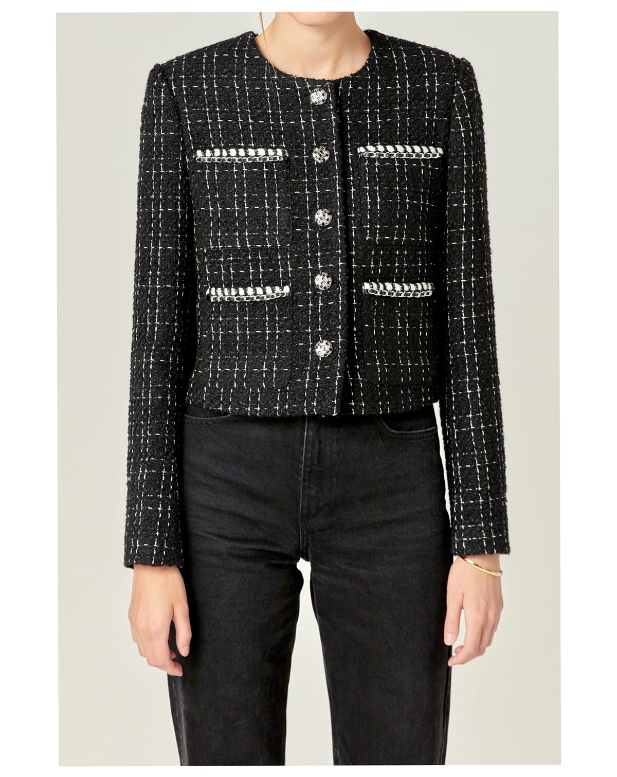 Women's Black and White Tweed Jacket