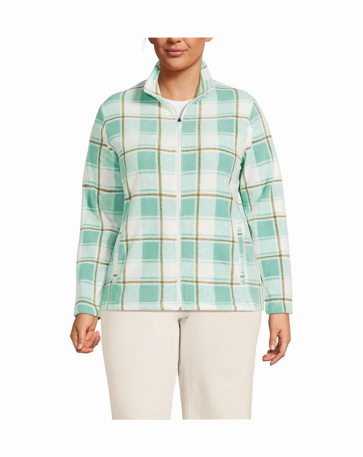 Plus Size Anyweather Fleece Full Zip Print Jacket