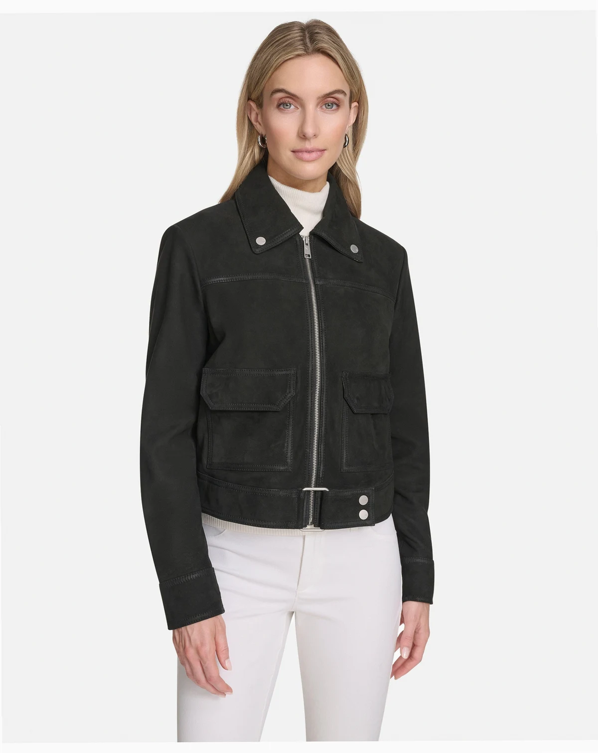 Women's Lunetta Sueded Leather Trucker Jacket