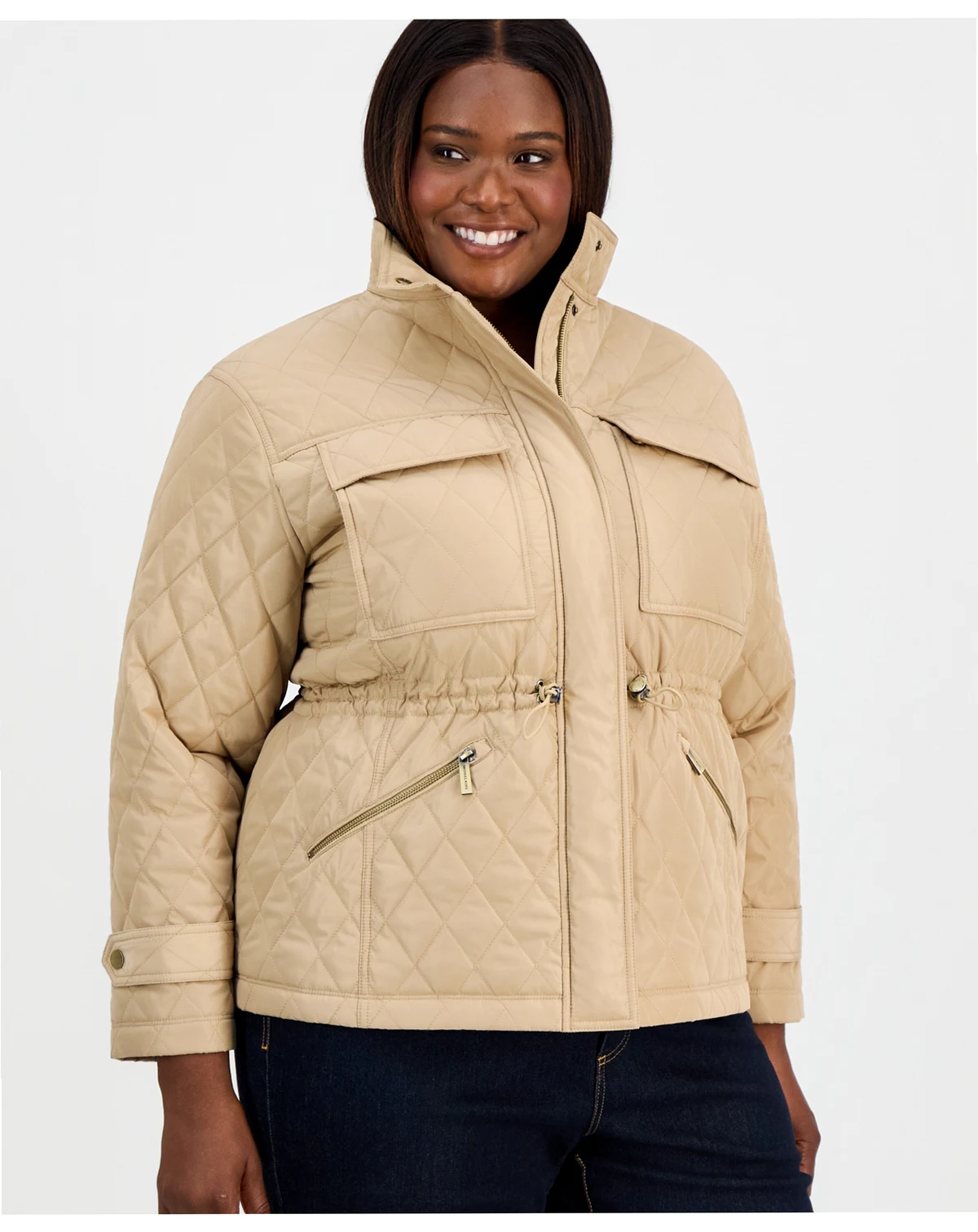Plus Size Short Quilted Coat
