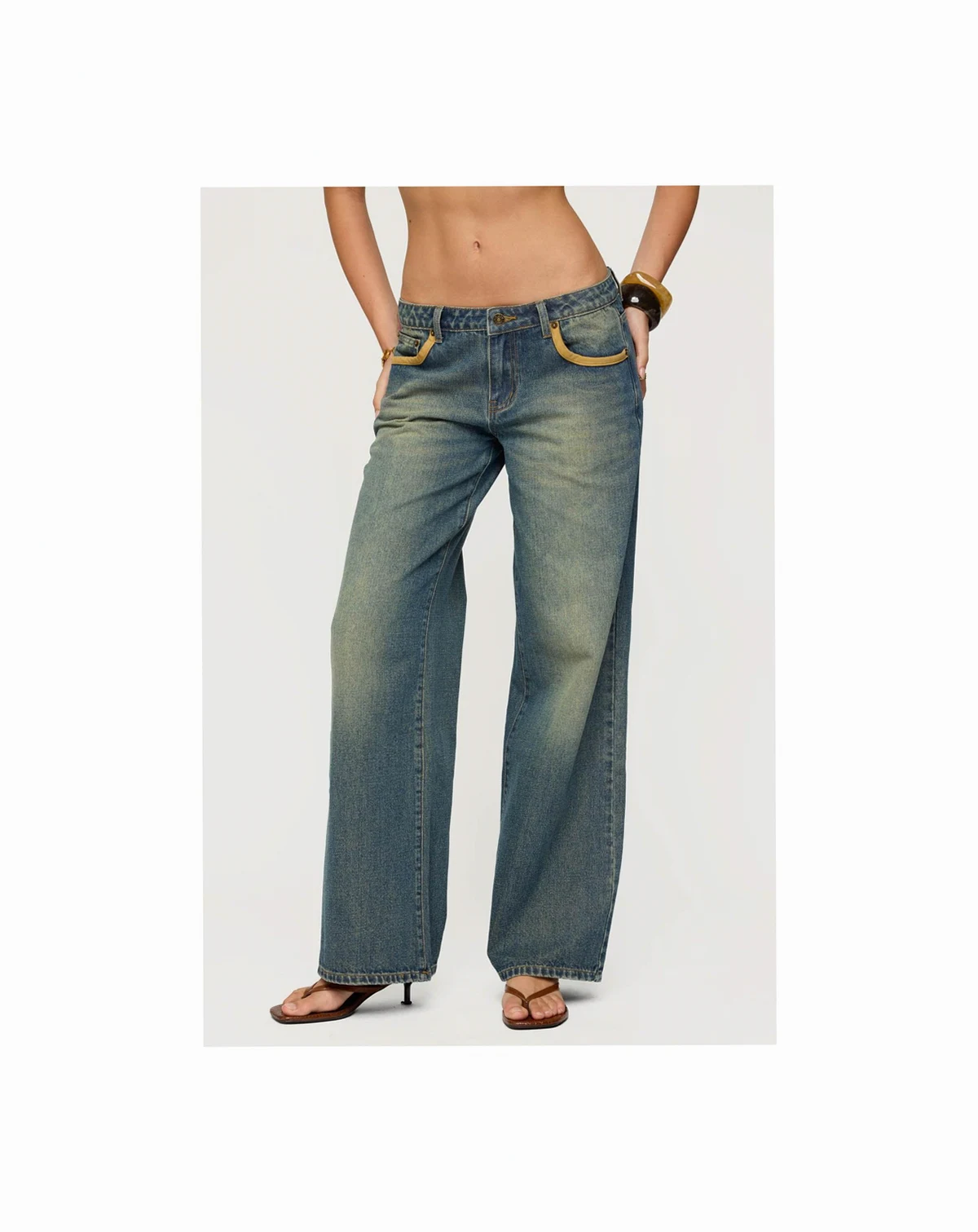 Women's Faux Suede Star Low Rise Jeans