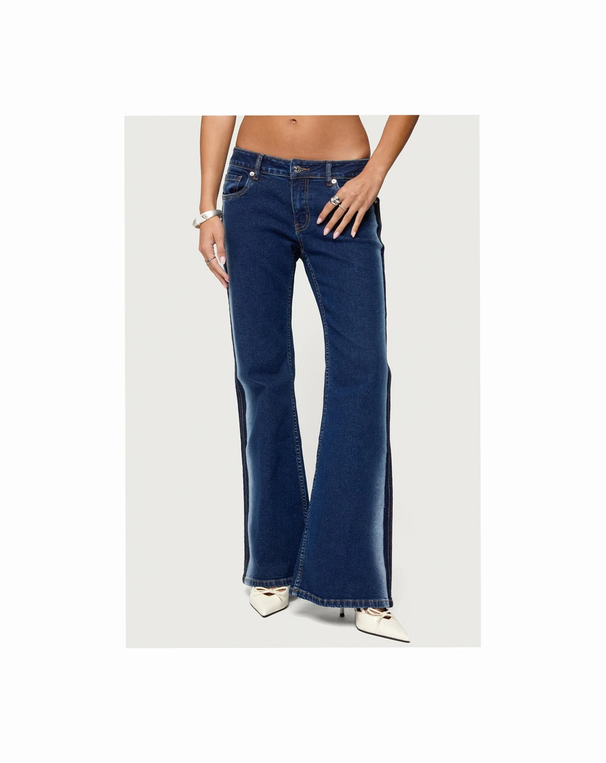 Women's Airbrushed Low Rise Flared Jeans