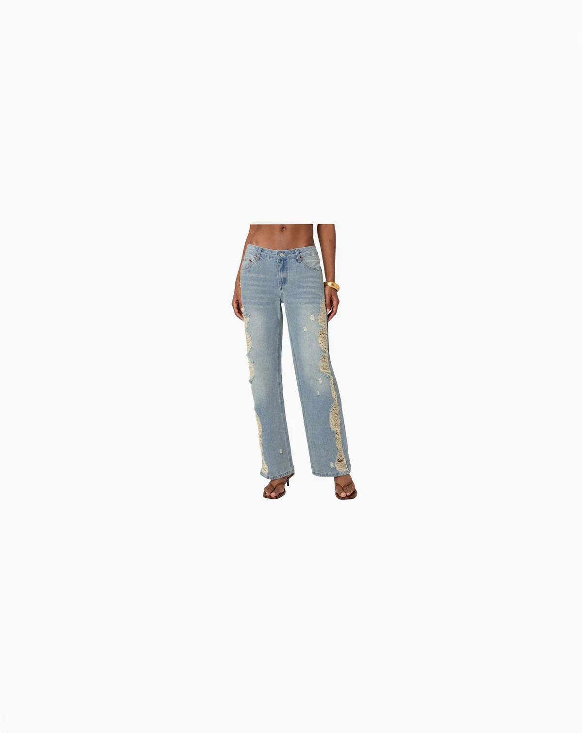 Distressed Sides washed jeans