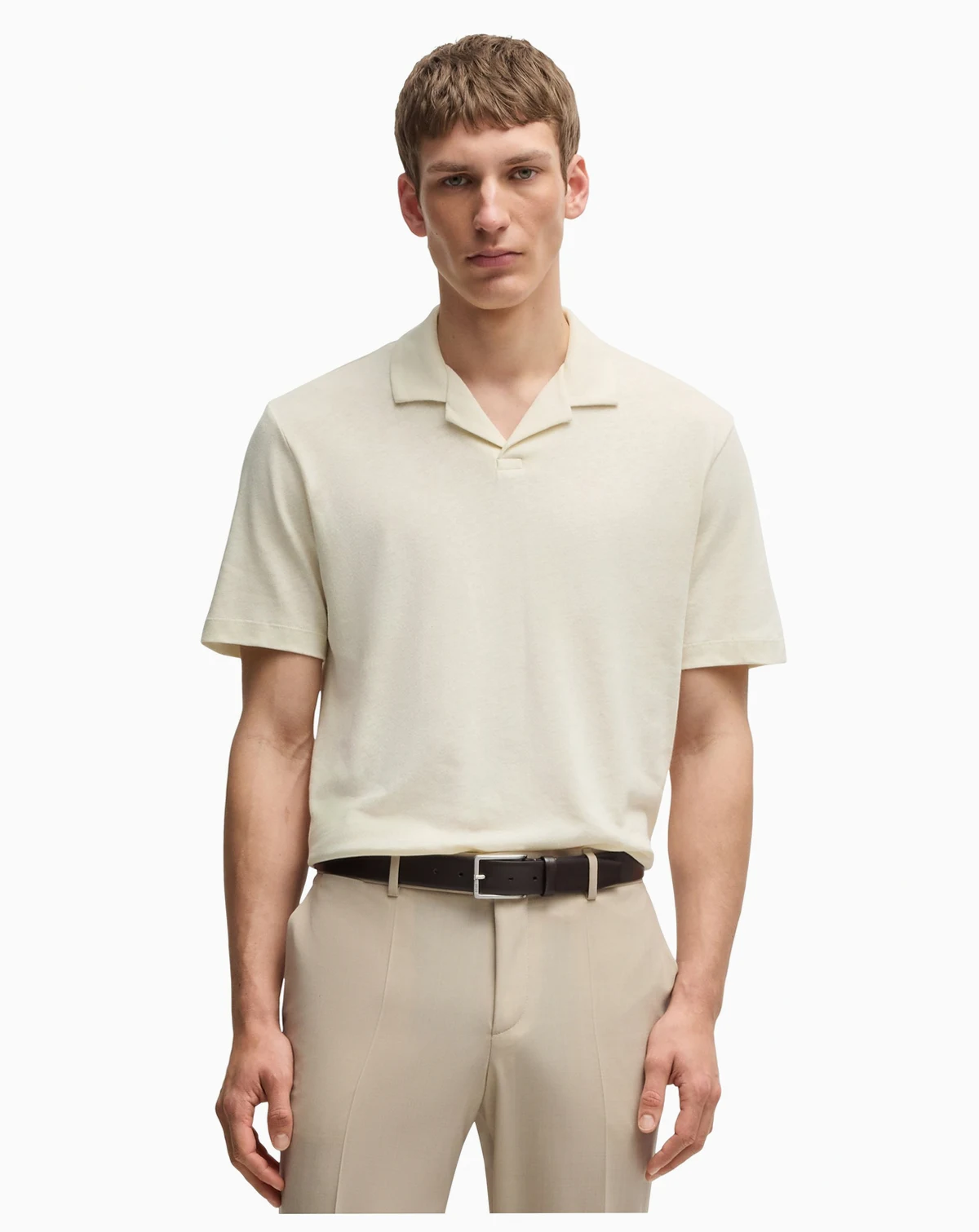 Men's Cotton Linen Regular-Fit Polo Shirt