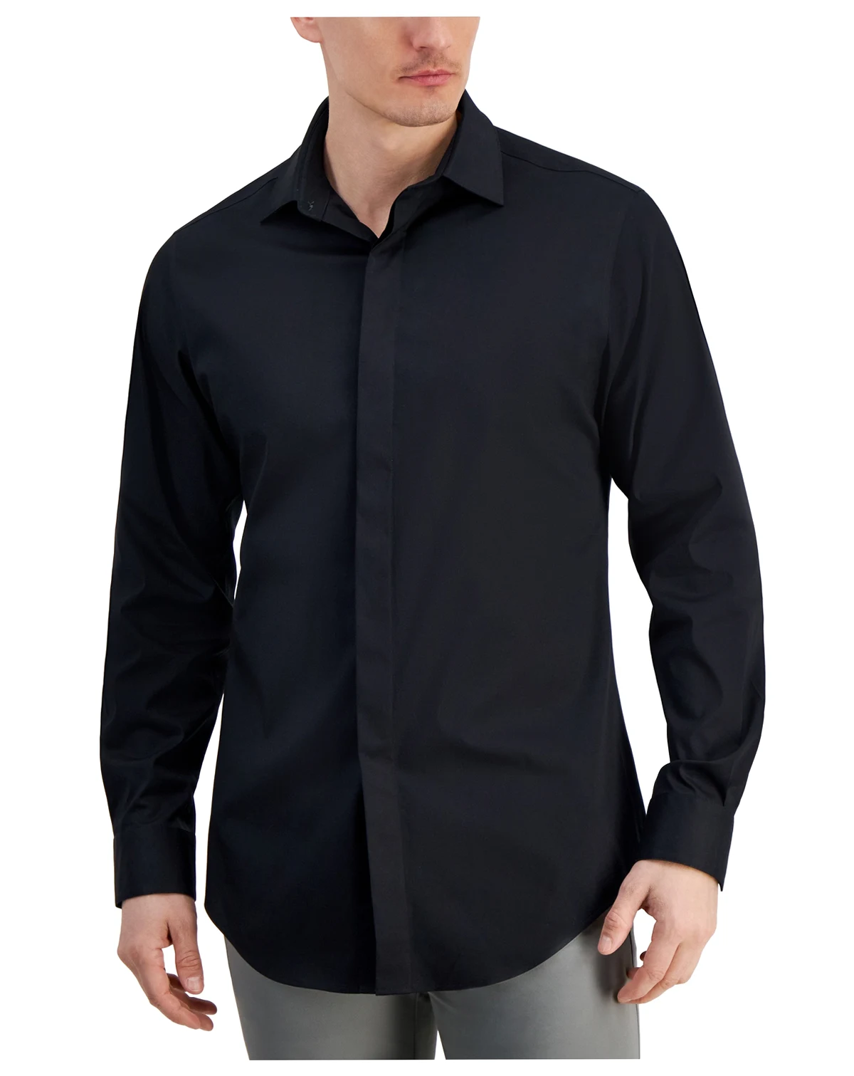 Men's Covered Placket Tuxedo Shirt, Regular & Slim Fit