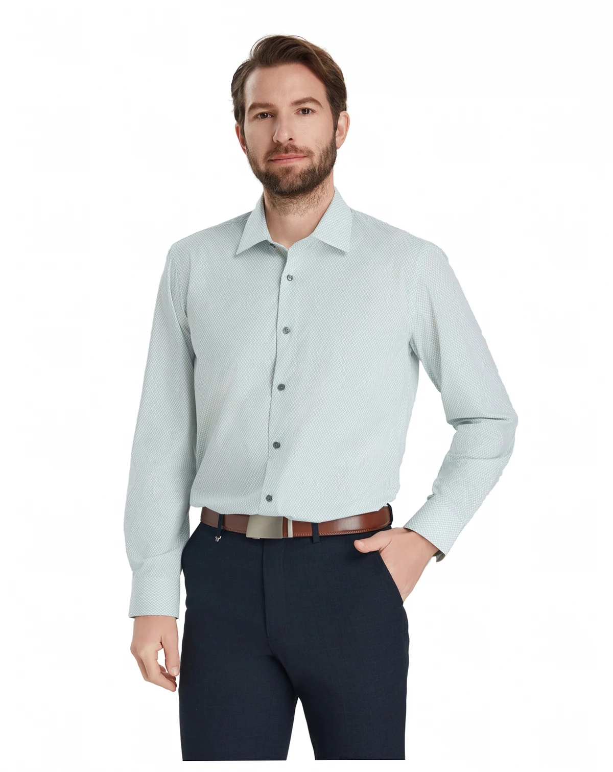 Men's Geometric Pattern Spread-Collar Dress Shirt, Macy's Exclusive