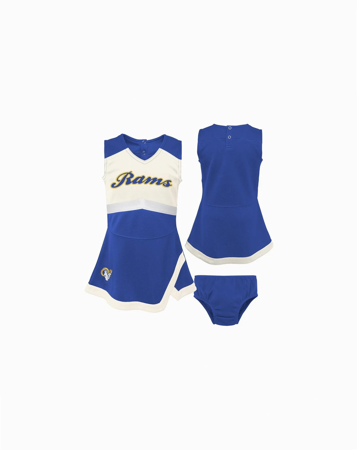 Girls Toddler Royal Los Angeles Rams Cheer Captain Dress with Bloomers