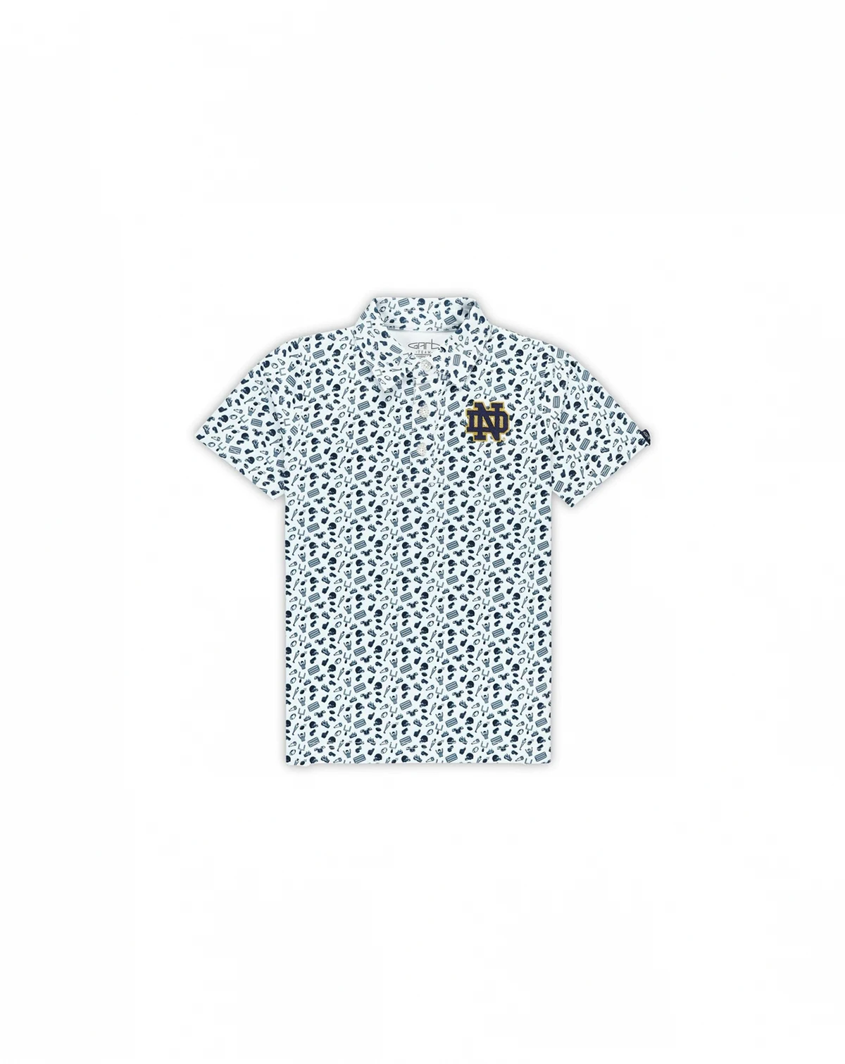 Toddler White/Navy Notre Dame Fighting Irish Tom Allover Print Performance Polo Shirt