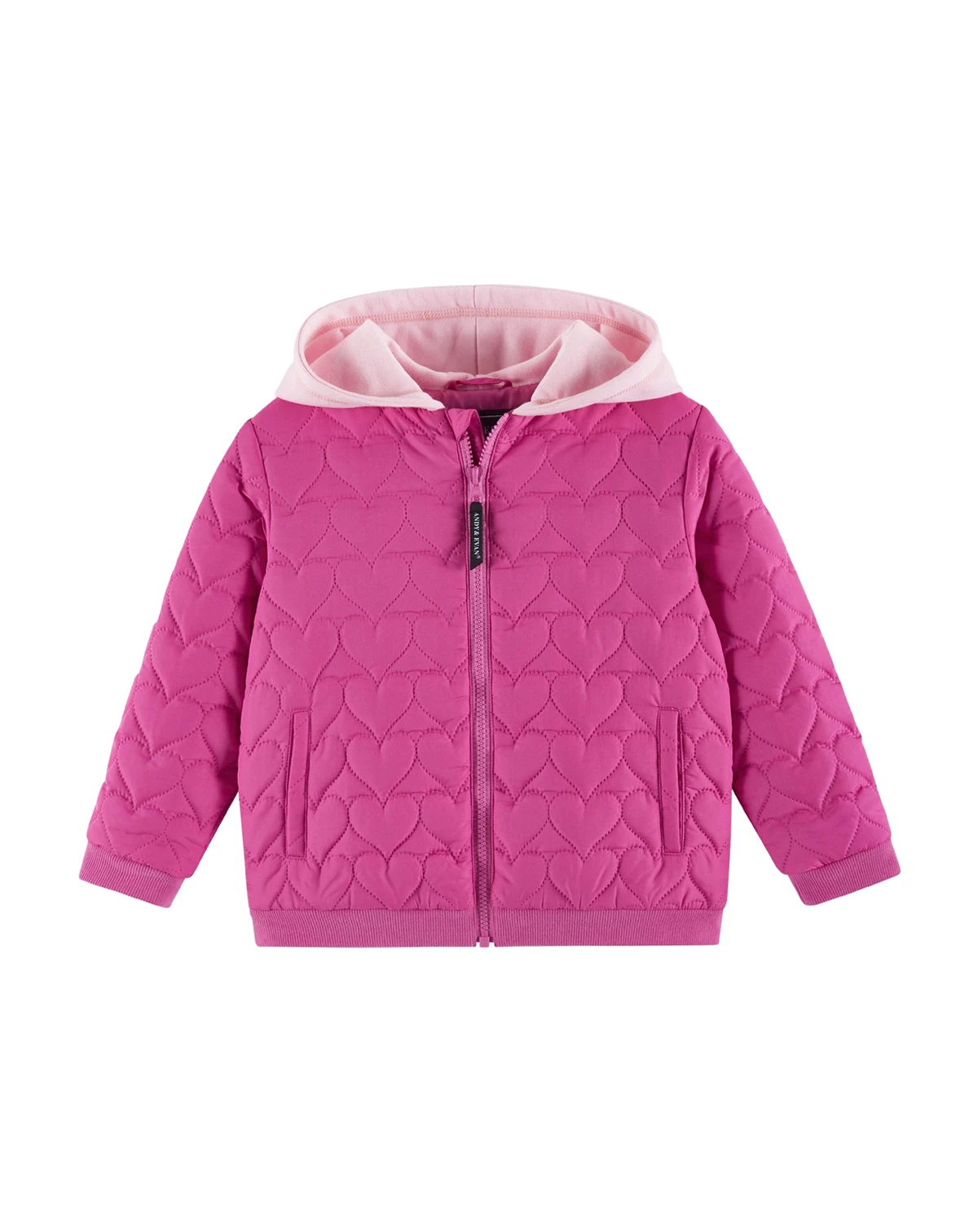Toddler/Child Girls Pink Quilted Heart Hooded Jacket