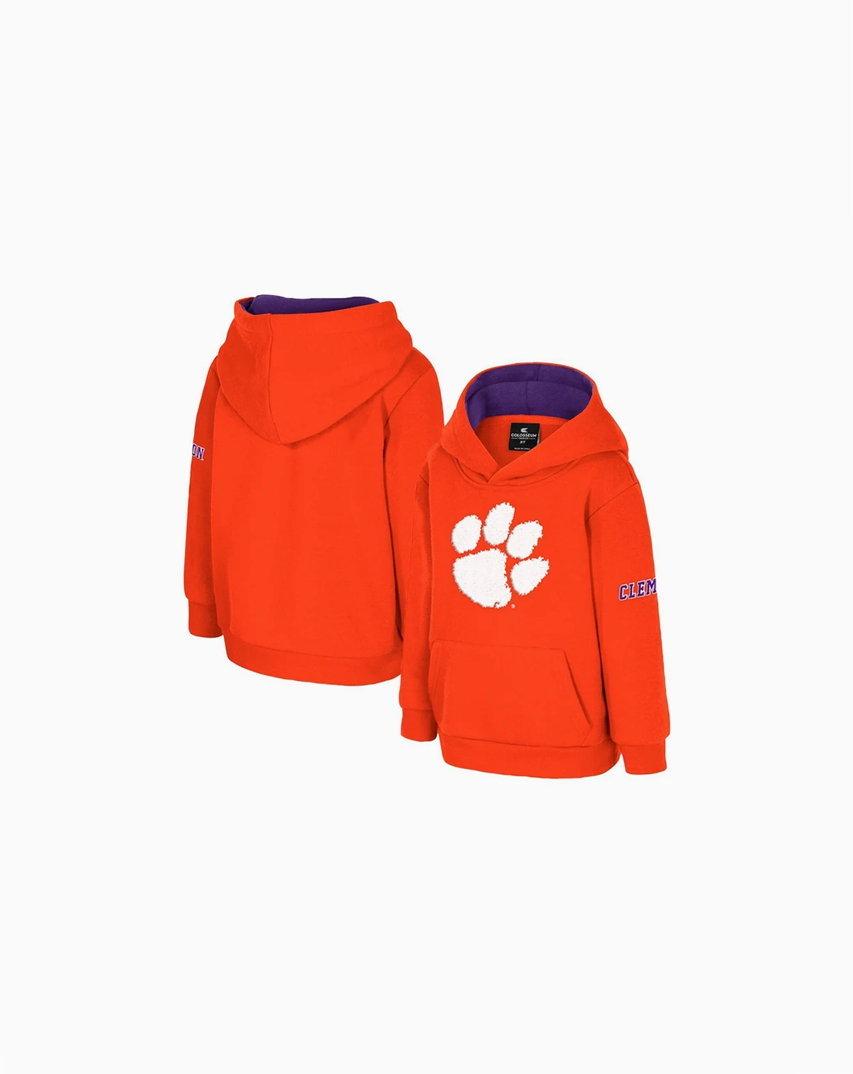 Toddler Orange Clemson Tigers Big Logo Volume Fleece Pullover Hoodie
