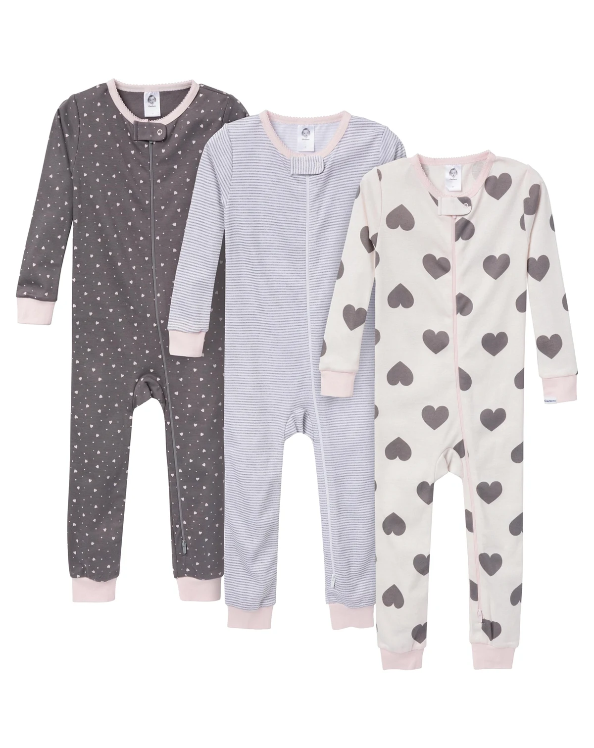 Baby Girls' Snug Fit Footless Pajamas, 3-Pack