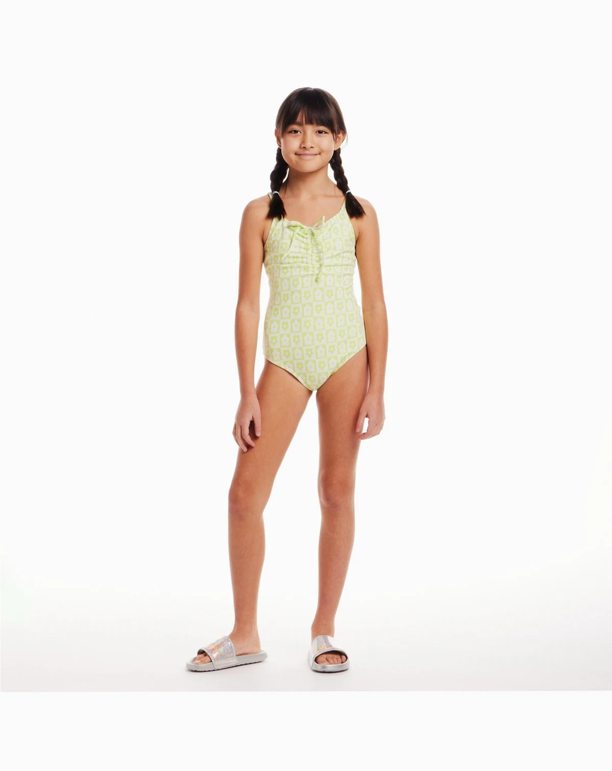 Toddler/Child Girls Floral Check Print Swimsuit