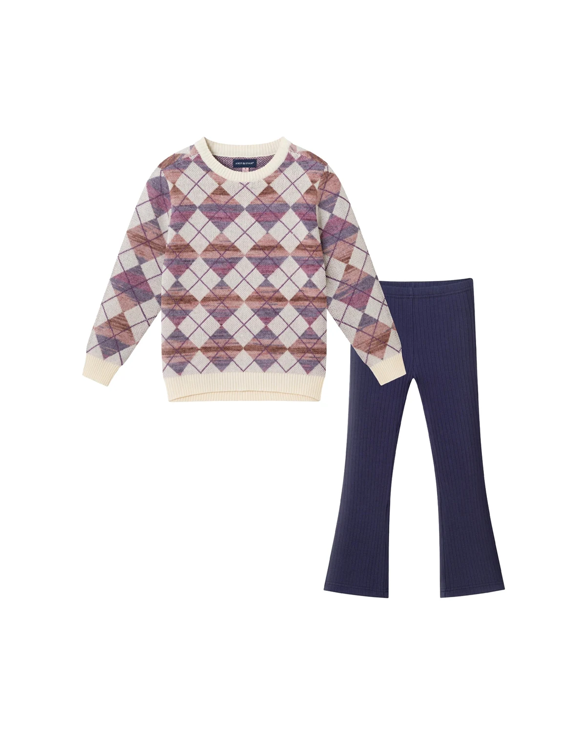 Toddler/Child Girls Argyle Tunic Length Sweater w/Flare Legging Set