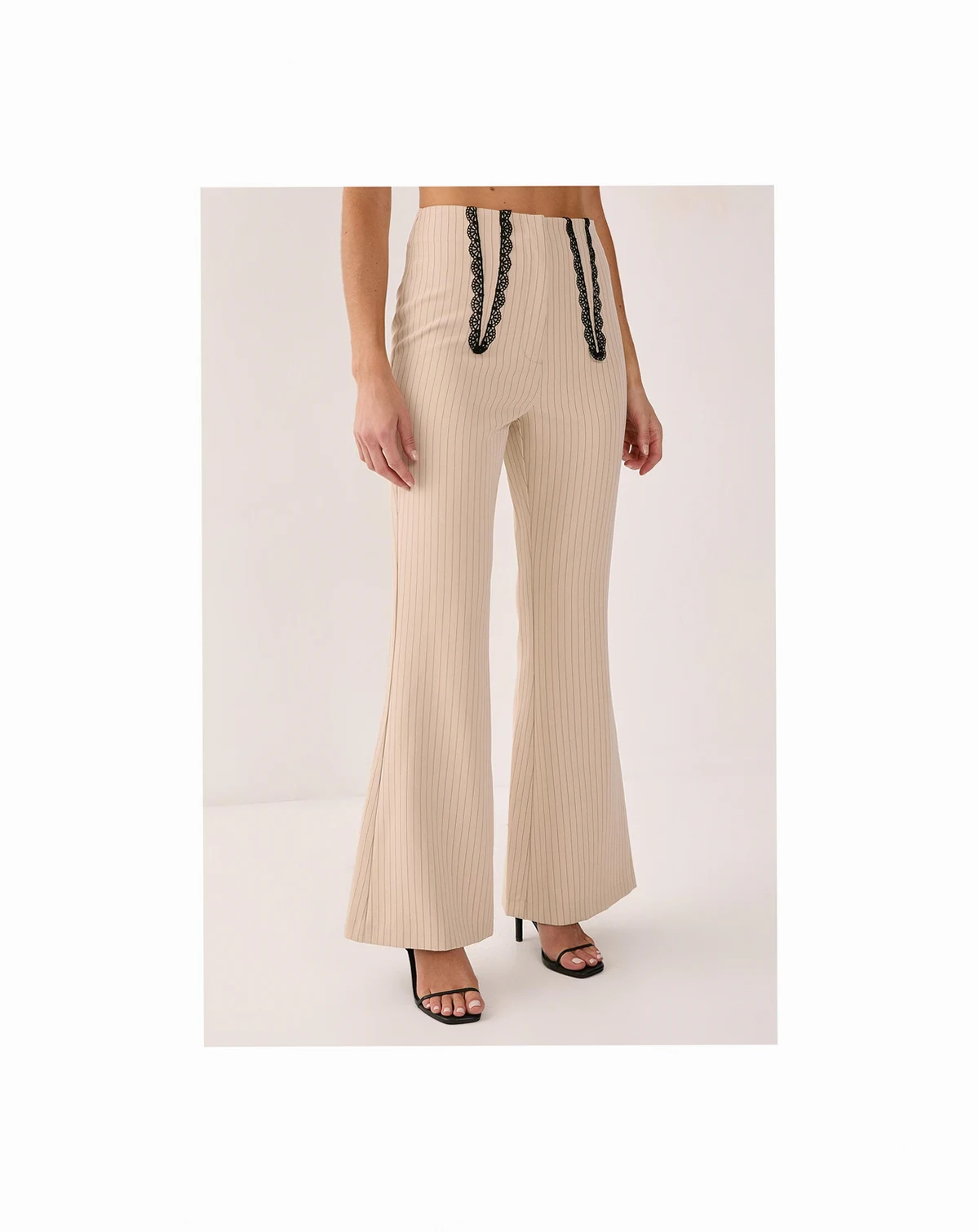 Women's Lace Trim Tailored Flared Pants