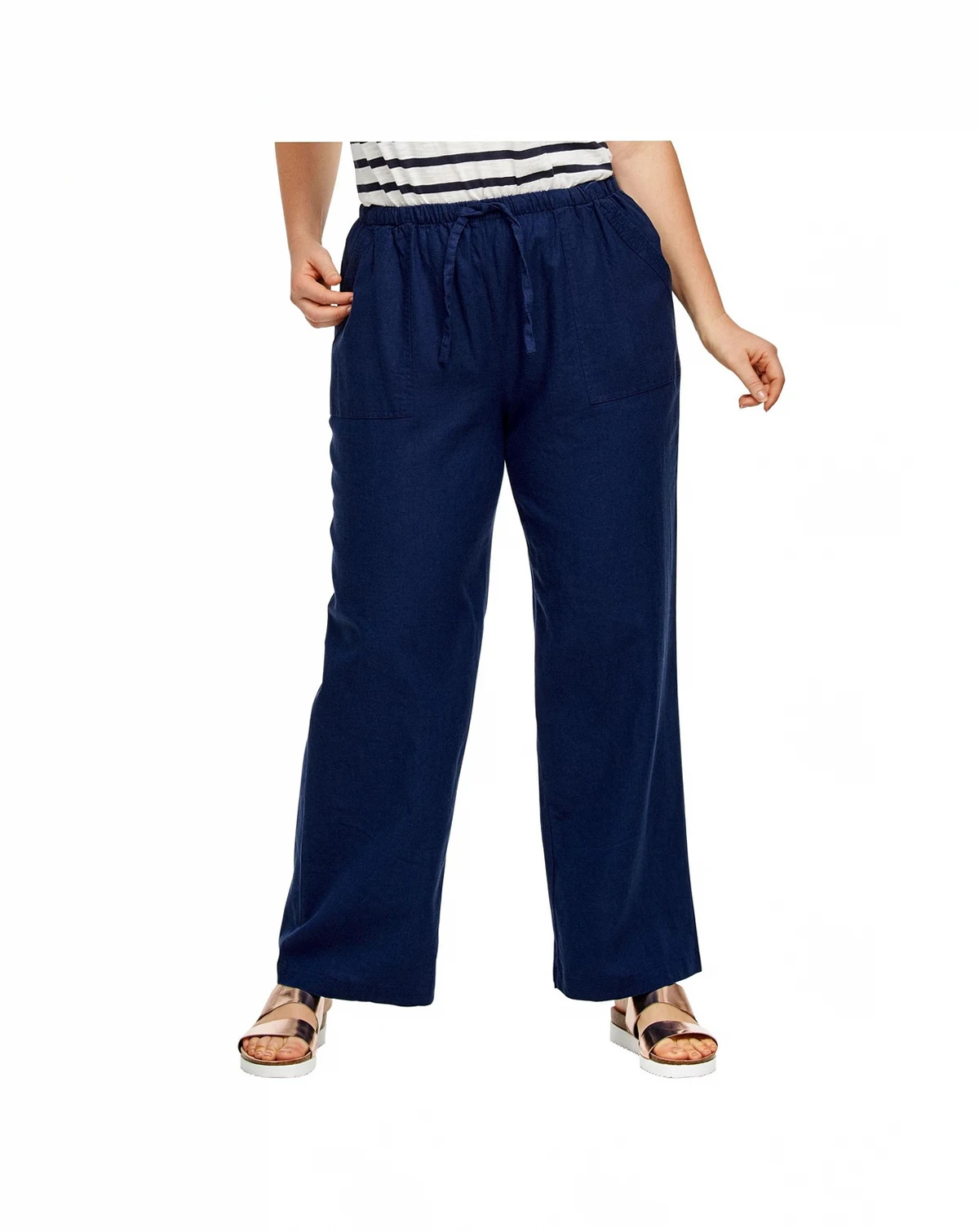 Women's Linen-Blend Drawstring Pants