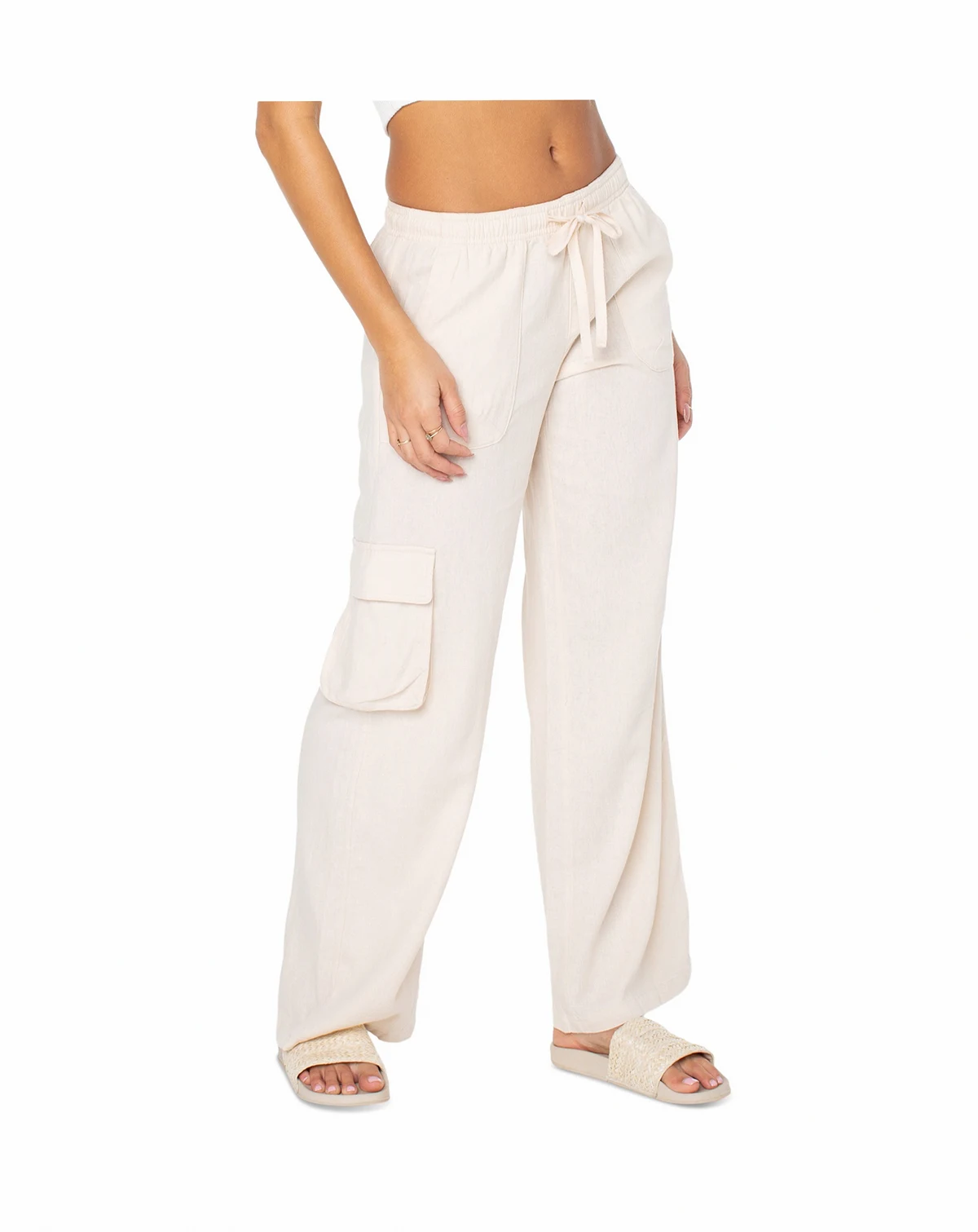 Juniors' Lagoon Tie-Waist Pull-On Cargo Pants