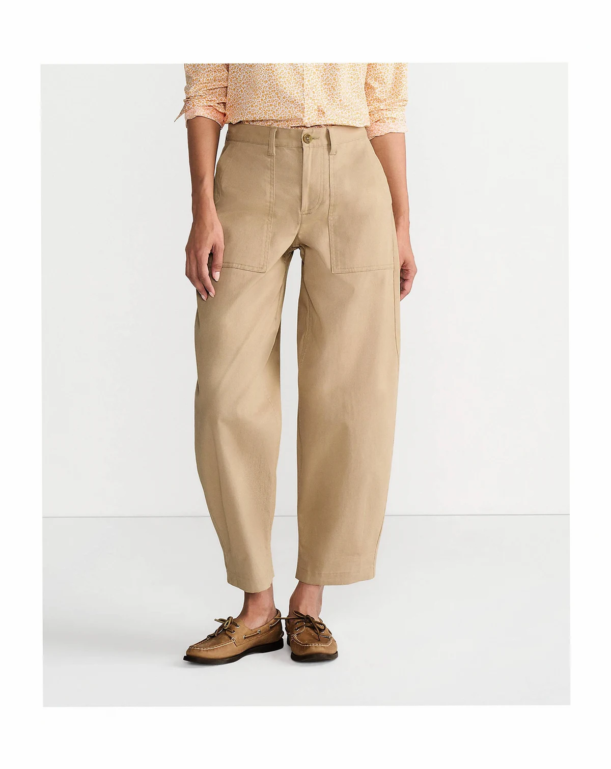 Petite Chino High Rise Barrel Leg Utility Ankle Pants