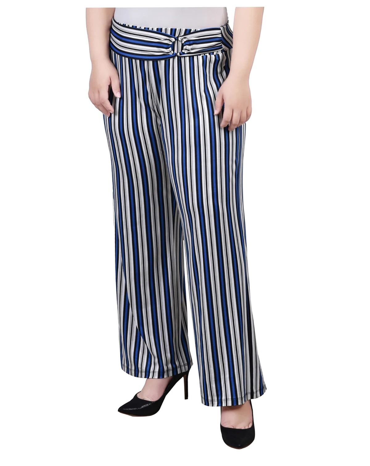 Plus Size Cropped Pull On Pants with Faux Belt