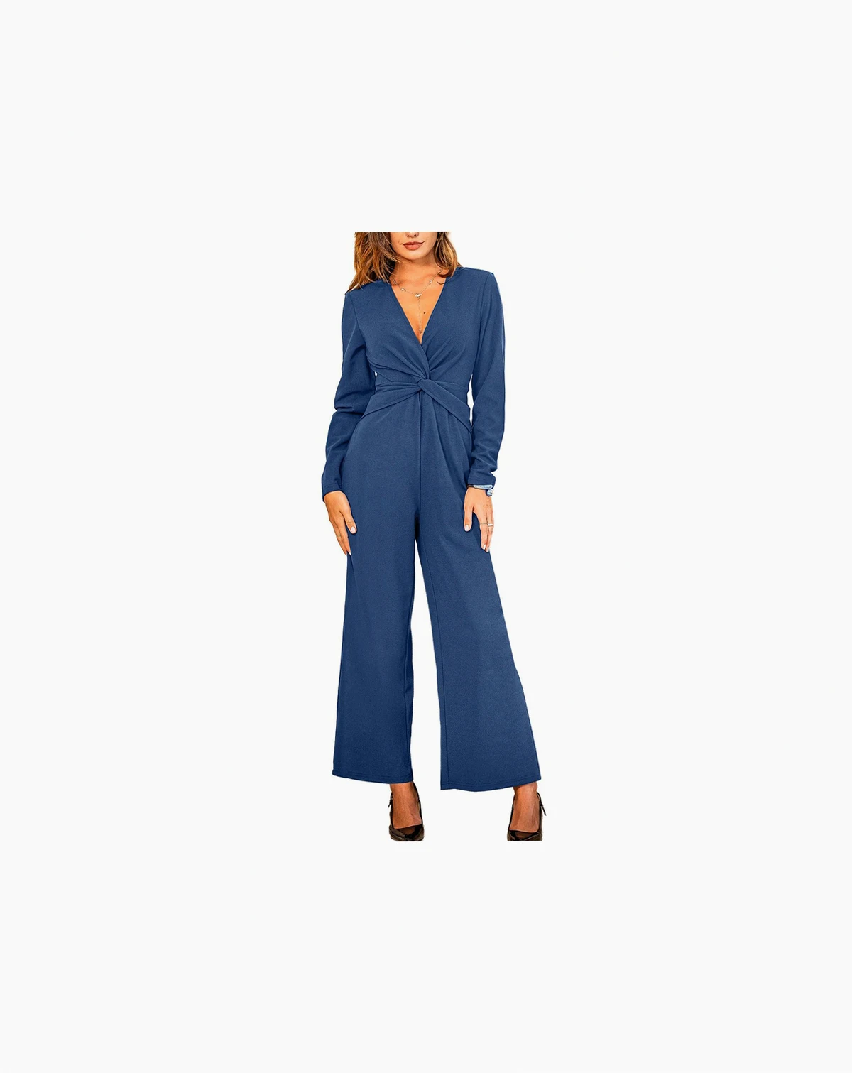 Women's Elegant Twist Front Wide Leg Jumpsuit