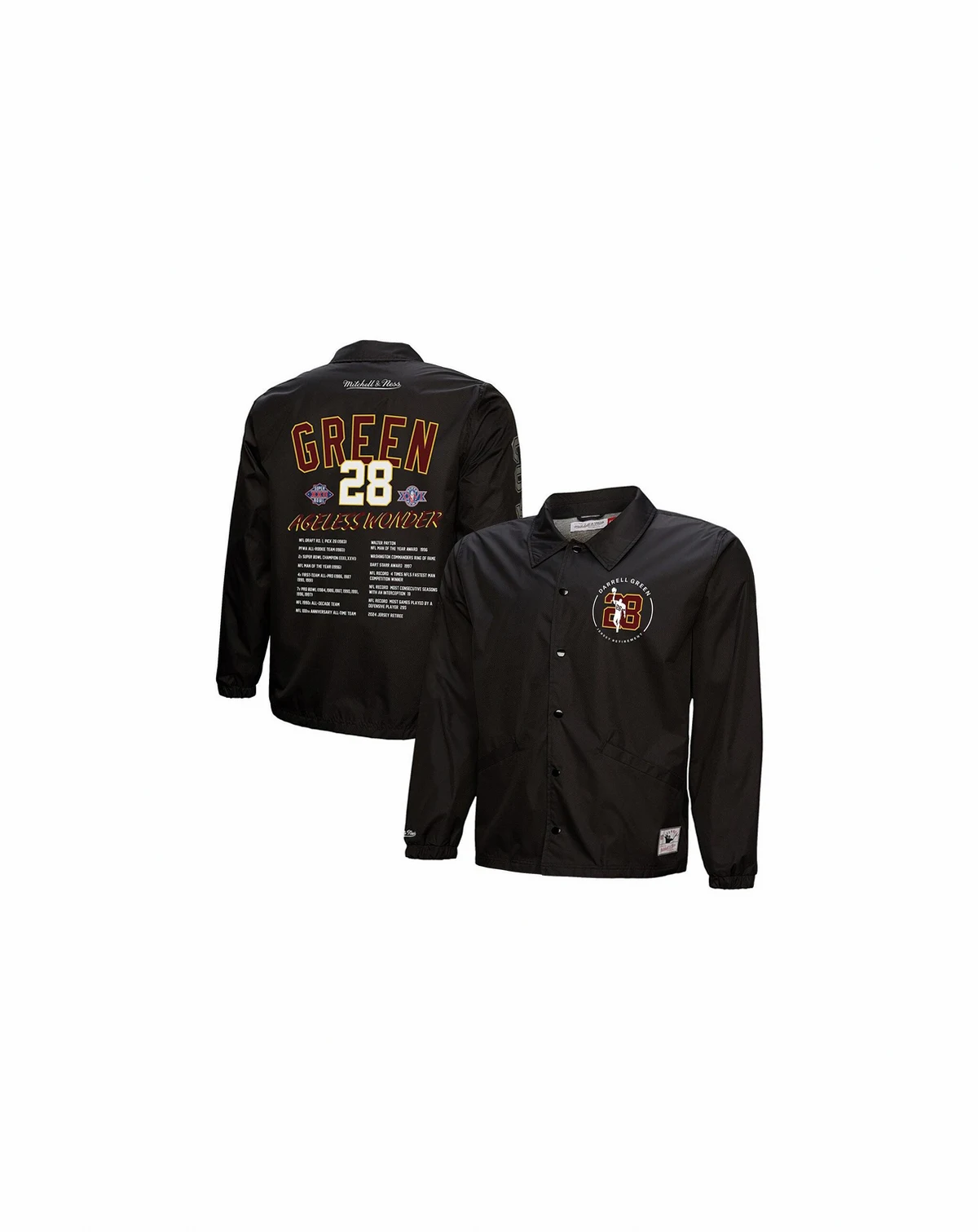 Men's Darrell Green Black Washington Commanders Coaches Button-Up Jacket